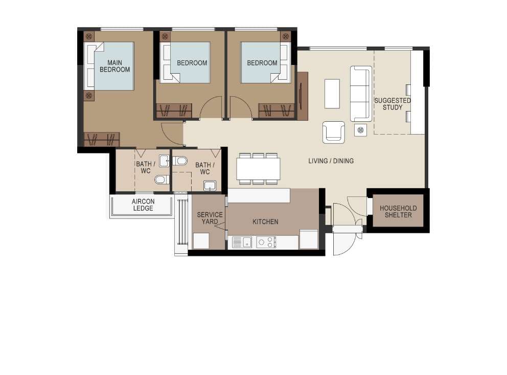 HDB 3-Room Flat - Before